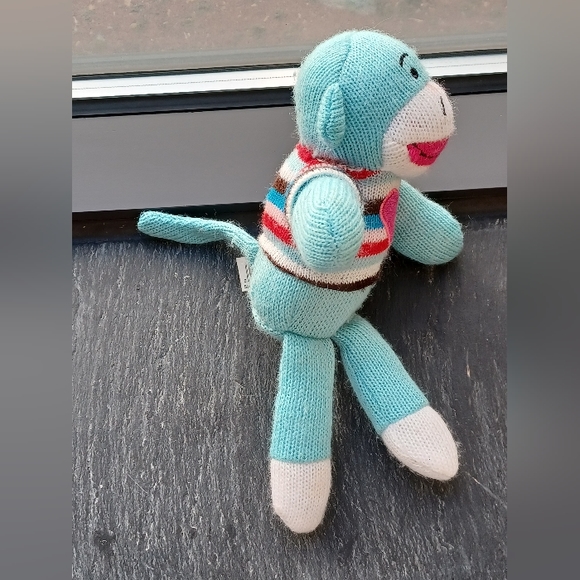 Dan Dee collectors choice Sock Monkey blue heart stripe sweater 9” Tall plush - Picture 4 of 11